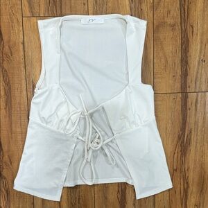 White Tie-Front Sleeveless Top
